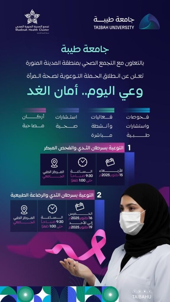 جامعة طيبة تُطلق حملة توعوية ومعرضًا مصاحبًا لتعزيز صحة المرأة