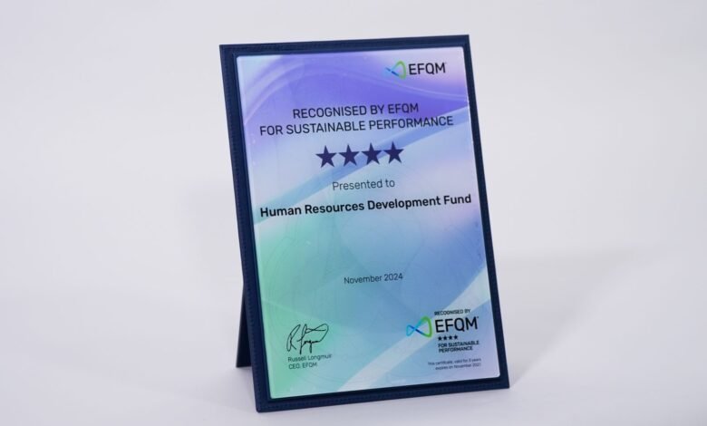 صندوق تنمية الموارد البشرية يحصل على الاعتراف الدولي بالتميز المؤسسي مستوى "4 نجوم" من المؤسسة الأوروبية لإدارة الجودة